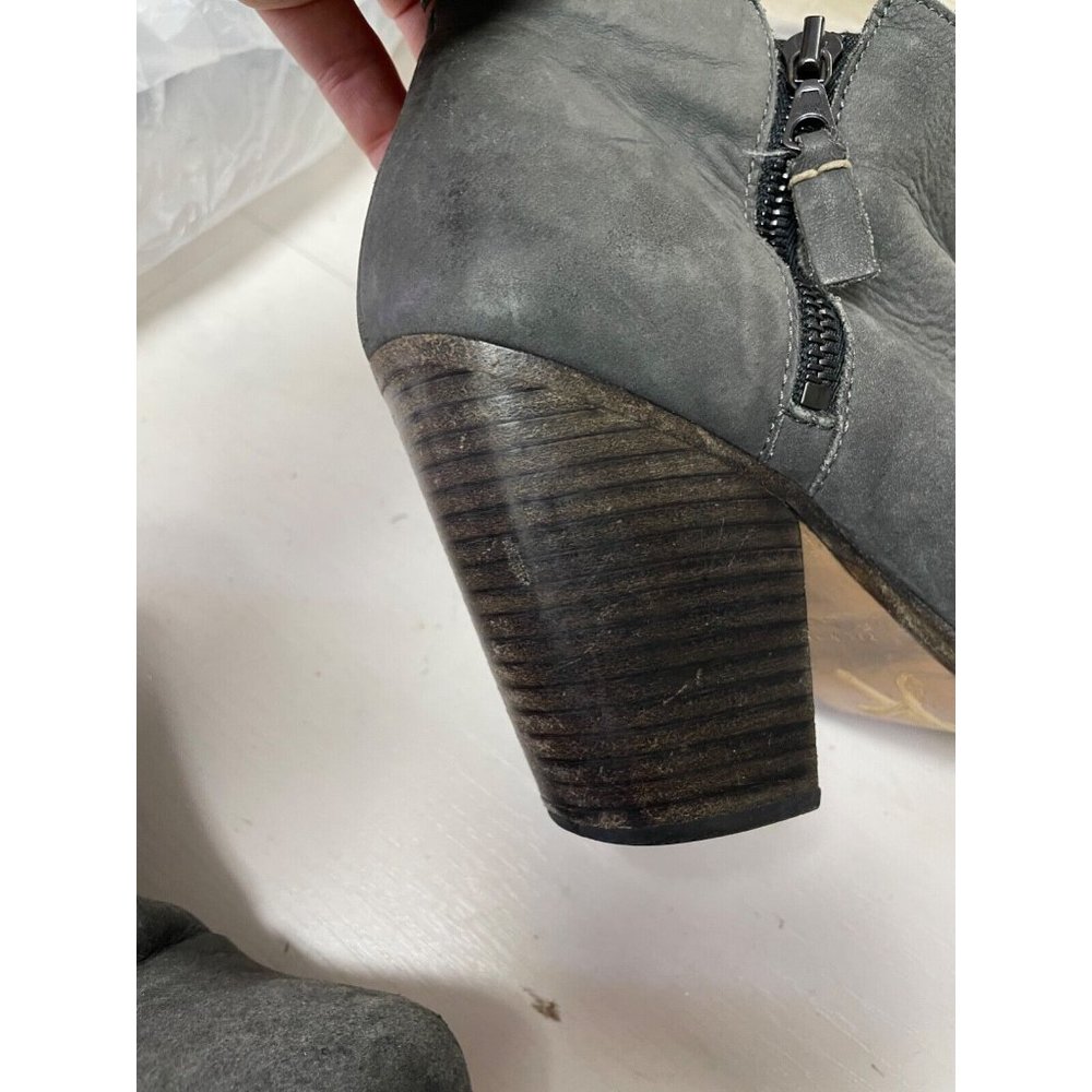 Rag & Bone Gray Distressed Leather Stacked Heel A… - image 8